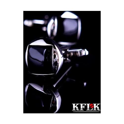 KFLK 2020 Luxury shirt cufflinks for mens Brand cuff buttons Round Black cuff link TOP High Quality abotoadura gemelos Jewelry