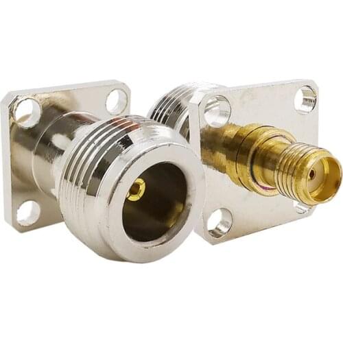 1PCS SMA Female Jack to N Female Jack With 4 Hole Flange Panel Mount RF Coaxial Adapter SMA to N-Type Connectors