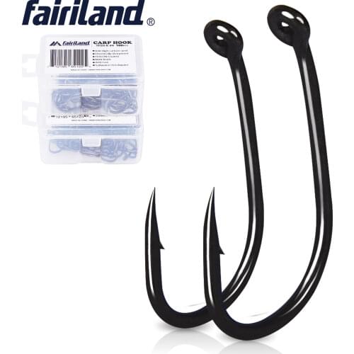 PTFE Carp Hooks 100pcs/Lot T-K Matt Black 2# 4# 6# 8# 10#Sharp Hook Beak Point Barbed Fishing Hooks With Free Box