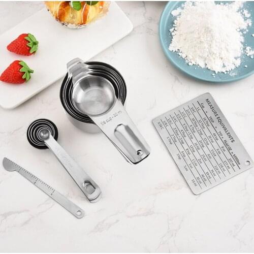 Kitchen 7pcs/set Measuring Spoon Baking Cooking Stainless Steel Measuring Tool Ladle with Scale Kitchen Measuring Spoons Tools