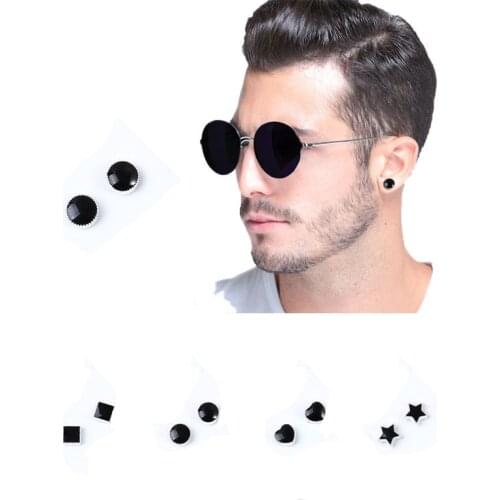 1Pair No Piercing Magnetic Stud Earing For Women Men Round Rhombus Star Heart Four-leaf clover Cross Ear Studs Slimming Product