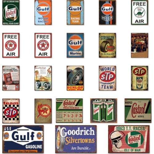 [ Mike86 ] Motor Oil GULF STP Castrol Tire Tin Sign Retro Painting Sexy Garage Poster 20*30 CM LTA-1688B