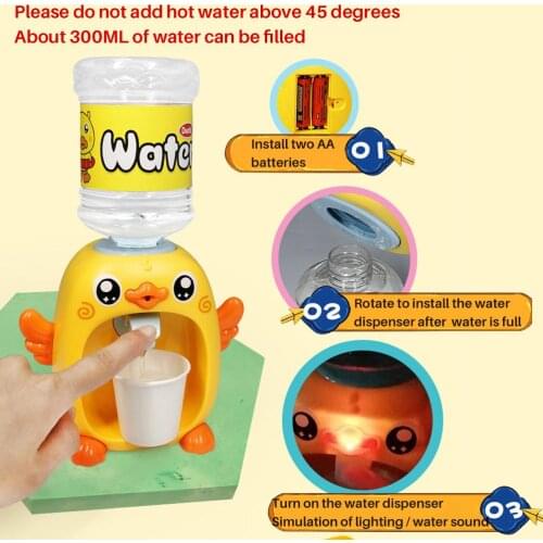 Mini Electric Water Dispenser Kids Toys Portable Drinking Fountain with Music Light Household Pretended Play Gift for Home Desk