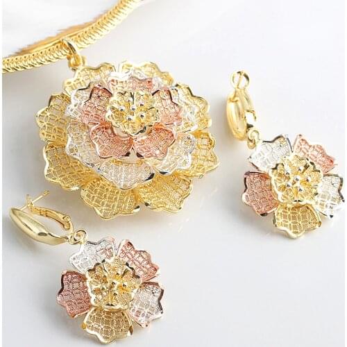 Fashion Jewelry Bohemia Jewelry Sets For Women Earrings Necklace Pendant Flower Jewelry For Engagement fashion Jewelry Findings