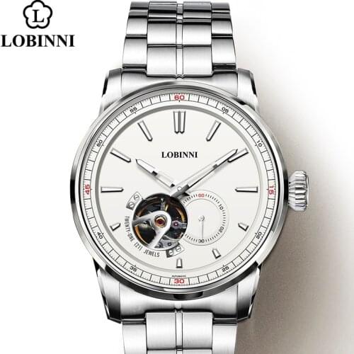 Lobinni Business Men Watch Luxury Brand MIYOTA Movement Mens Skeleton Watch Luminous Hand relógio masculino Stainless Steel 9015