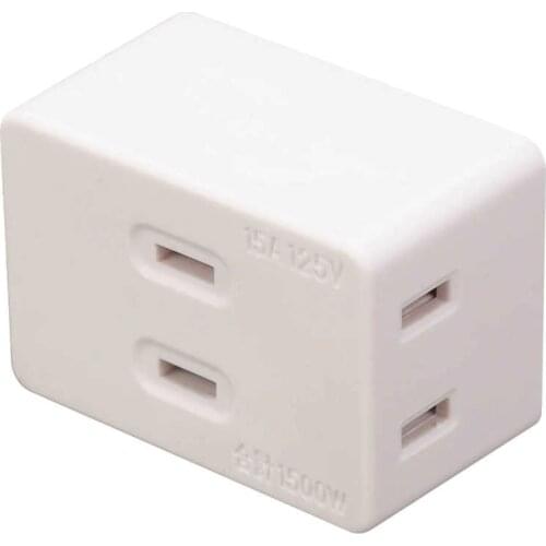 Nylon anchor screw anchor Power Outlet Plug Adapter 1 to 3 Wall Socket Extender US Plug 125V 15A 1500W JET303A-1 stainless