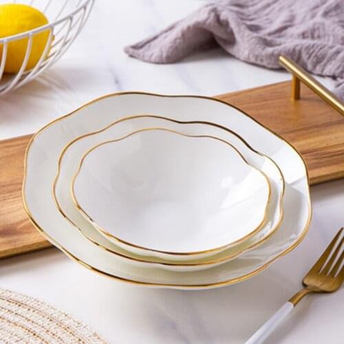 Phnom Penh Plates Bone China Dinner Tableware Creative Lace Deep Disk Ceramic Luxury Snack Fruit Plate Kitchen Bar Accessories