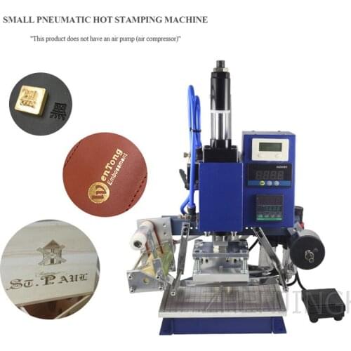 Pneumatic Leather Bronzing Machine Small Sign Branding Machine Paper Wood Compressor LOGO Hot Stamping Machine Embossing Machine