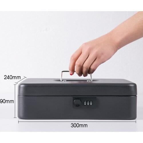 All metal portable multi-function key safe deposit box cash jewelry insurance box home supermarket cash register storage box
