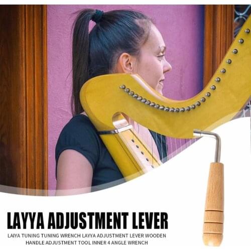 Durable Lyre Harp Tuning Wrench Classic Lyre Harp Tuning Wrench Tuner Wooden Handle Adjustment Tool Inner 4 Angle Wrench