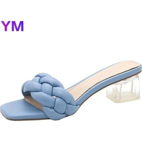 Transparency Sandals Square Toe PVC Women High Heel Pumps Stilletto Heels Sandals Party Wedding Solid Sexy Peep Toe Chaussure
