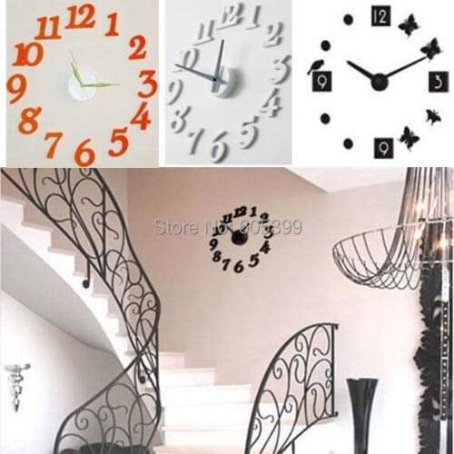 Modern DIY large wall clock Fashion DIY 3d alarm clock home mute electronic decorative quartz wall clock design