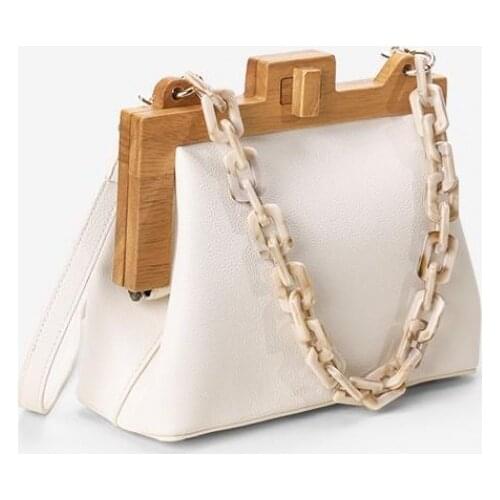 Fashion Womens Box Bag Bucket Bag Wooden Clip Evening Bag Ins Acrylic Chain Luxury handbag Banquet Party Purse Shoulder Bag