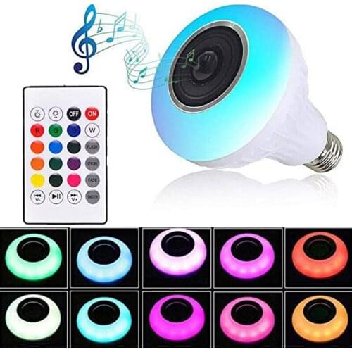 1PC E27RGB Bluetooth Light LED Bulb Lamp Wireless Bluetooth Speaker Music Playing Dimmable Audio Smart Remote Control Light