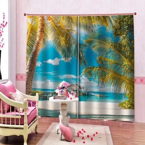 Landscape Scenery beach curtains Photo Printing Blackout 3D Curtains Bedroom living room windproof thickening blackout curtain