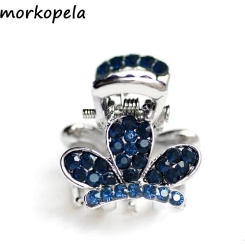 Morkopela 1.8 cm Small Rhinestone Hair Claw Clip Vintage Women Hair Clips Pins Crown Pattern Hair Accessories