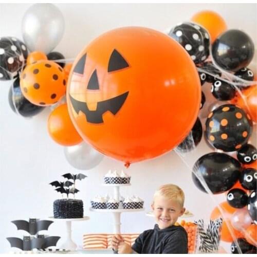 1 pcs 36" 90cm Big Orange Giant Pumpkin Balloon Black Halloween Party Jack-o-Lantern Decoration Party Supplies