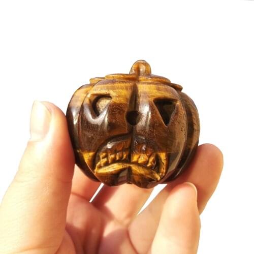 1pcs beautiful natural yellow tiger eye pumpkin hand healing carved crystal pumpkin for Halloween gift