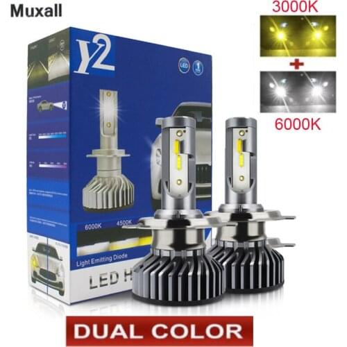 2PCS Super Bright CSP LED Chip H7 H11 H4 9005 HB3 9006 HB4 Mini Dual Car Headlight Bulbs 80W 16000LM 6500K Fog Lamp Car Light