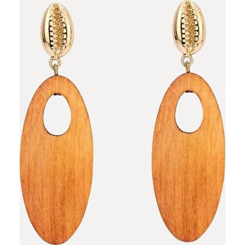 2020 Fashion Boho Geometric Unique Wooden Drop Earrings For Women Bohemian Vintage Wood Dangle Earring Jewelry