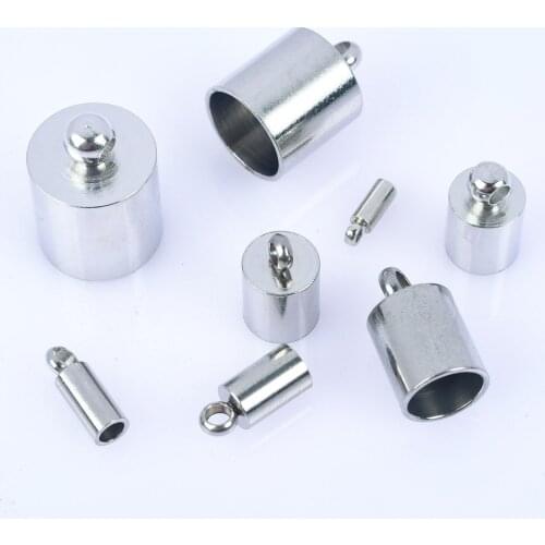 5-10Pcs/Lot Stainless Steel 2-10mm Tassel Caps Leather Cord Rope Connectors End Caps For Jewelry Making Supplies DIY Accessories