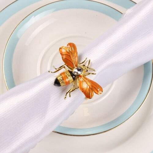 6Pcs the Napkin Buckle Napkin Ring Alloy Insect Drip Diamond Buckle Paper Towels