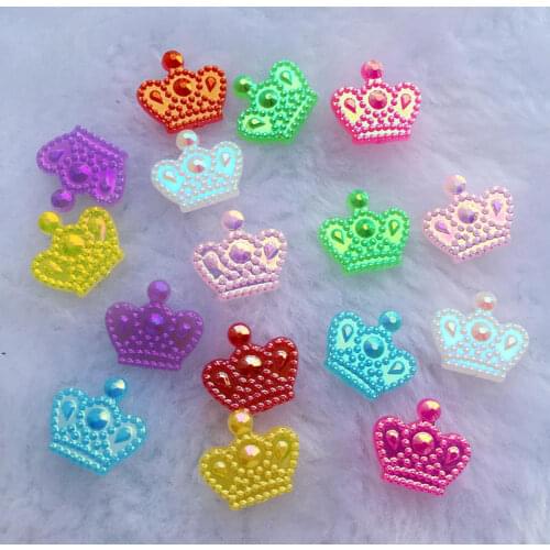 60pcs/lot Kawaii Acryl Crown with colorful resin rhinestone resin cabochons accessories -A89