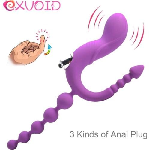 EXVOID Anal Beads Vibrator Prostate Massager Silicone Butt Plug Smooth Anal Vibrator Sex Toys for Women Dildo Adult Products