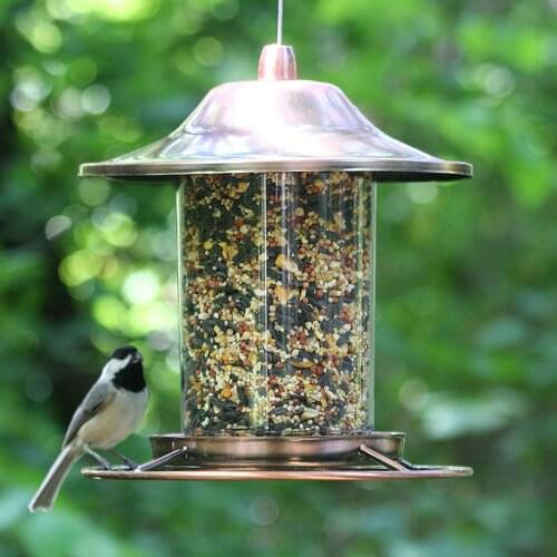 Automatic Bird Feeder Hanging Wild Bird Feeder Outside Decoration For Courtyard Garden Balcony Transparent Metal Bird Feeders