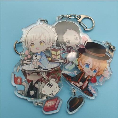 Bungo Stray Dogs Nakajima Atsushi Dazai Osamu Nakahara Chuuya Cosplay Key Chains Two-sided Keychain Acrylic Pendant