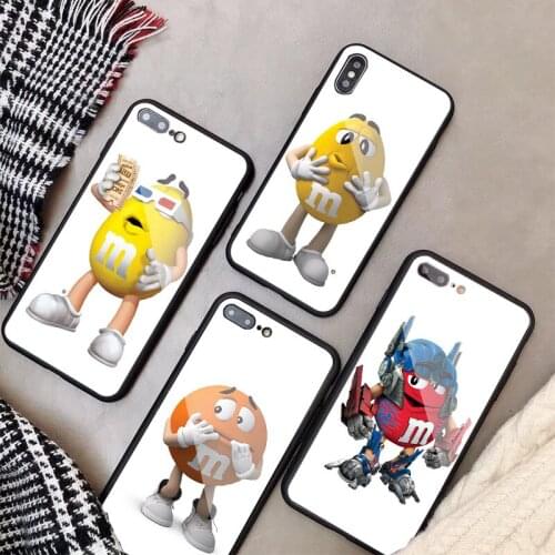 M&Ms Tempered Glass Phone Case For iphone 12 11 Pro Max 5 6 7 8 PLUS X XS XR XSMax Shell