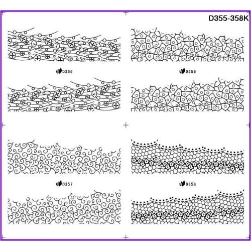 4 PACKS / LOT BLACK NAIL TATTOOS STICKER BLE D SERIAL FULL PAGE WATER DECAL ZEBRA LOPARD SKIN D335-358