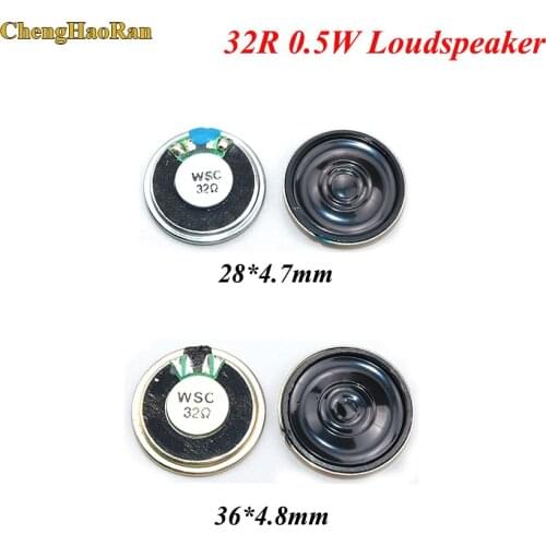 ChengHaoRan 32R 0.5W 32 Ohm Loudspeaker 28mm 36mm Mini Round Speaker Diameter Thickness 5MM Small Horn Doorbell Speaker
