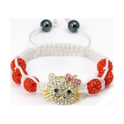 Ff323 orange Beads pink Bangles crystal Bracelet fasion women jewelry lot