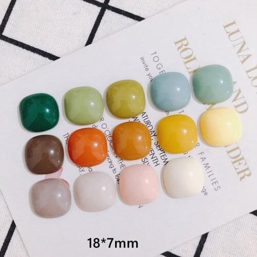 DIY Jewelry Findings 18*7mm Solid Colors Flatback Acrylic Resin Cabochons 140pcs Geometry Square Ornament Accessories Patch