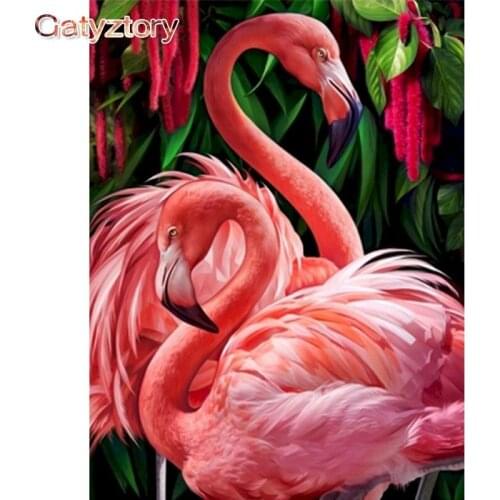 GATYZTORY Flamingo Full Drill Square Diamond Painting Cross Stitch 5d Diamond Mosaic Art Diamond Embroidery Animal Picture