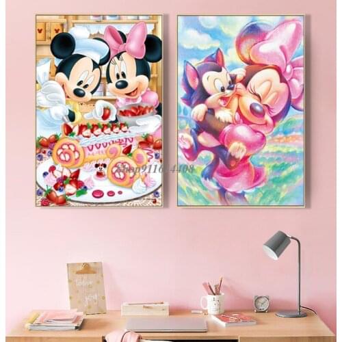 Disney canvas painting classic anime Mickey Minnie Mouse Donald Duck posters prints wall art picture kids living room Home Decor