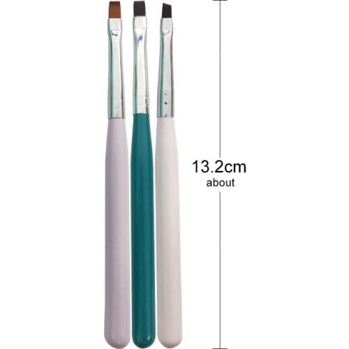 Nail Brush 3 Colors Oval & Flat UV Gel Nail Brush Set Acrylic Handle Professional Nail Art Tools