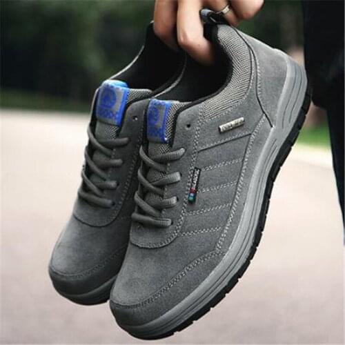 Mens Outdoor Hiking Shoes Spring Autumn Suede Comfortable Waterproof Lace-Up Soft Outdoor Sneakers Man Trekking Trail Shoes