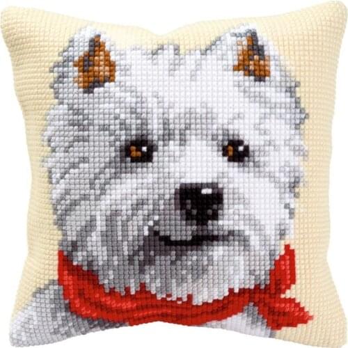 Latch Hook Cushion Kit Gift DIY Needlework Crocheting Throw Pillow Unfinished Yarn Cross-stitch Embroidery Pillowcase Animal Dog
