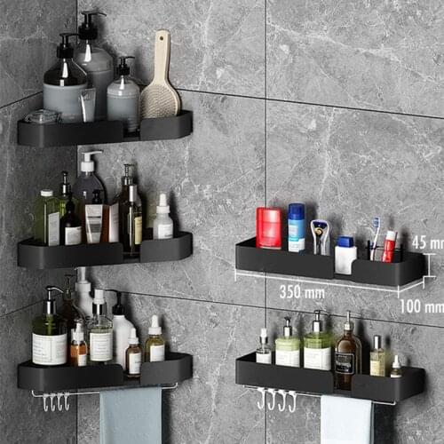 1Pc Wall-mounted Bathroom Storage Rack Toilet Shower Gel Shampoo Towel Holder Cosmetic Shelf Home Supplies