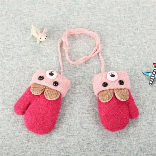 New Hot Sale Children Girls Boys Winter Cartoon Bear Patchwork Keep Warm Mittens Gloves Best Birthday Christmas Gift