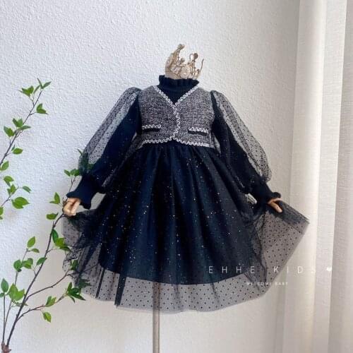 Girls' autumn dresses 2021 new foreign-style childrens long-sleeved girls small fragrant dress