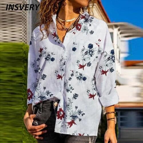 Autumn Women Tops Fashion Women Long Sleeve Blouse Shirt Female Turn Down Collar Casual Shirt Women Print Blouse Plus Size