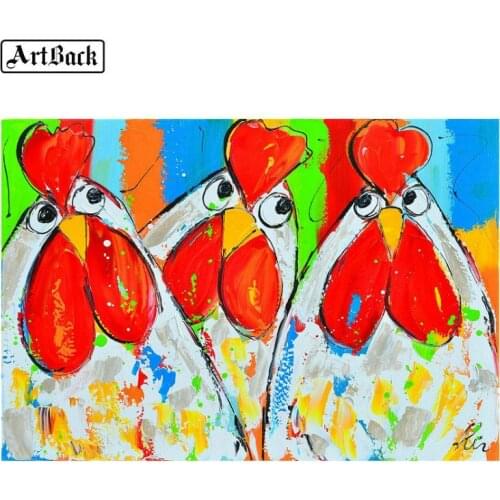 Full square 5d diy diamond painting watercolor chicken cartoon full round drill diamond embroidery handicraft home decoration