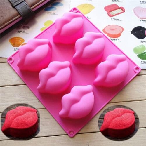 Popular Baking Mould Silicone Kiss Soap Chocolate 6 cell LIPS Wax Melt Ice Resin Craft