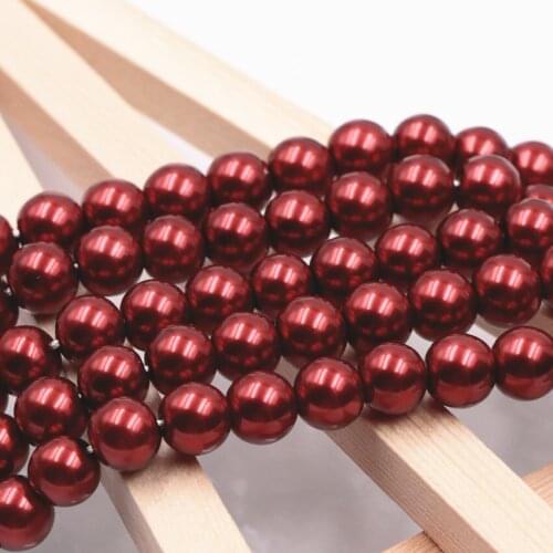 Hot Noble Red Artificial Shell Pearl 4/6/8/10/12mm Women Jewelry DIY Necklace/bracelet Accessories Loose Beads 15inch M-02