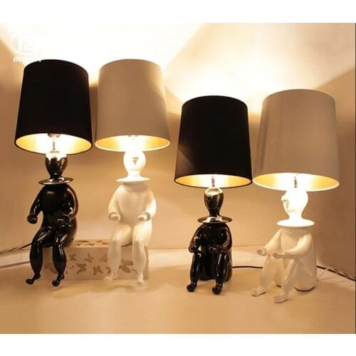 European Style Bedroom Bedside Human-like Table Lamp Hotel Guest Decorative Resin Desk Lights Study Eye Protection Night Light