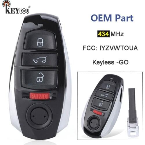 KEYECU OEM 434MHz ID46/ 7953 Chip IYZVWTOUA 4 Button Keyless Entry Smart Card Remote Key Fob for Volkswagen Touareg 2010-2014
