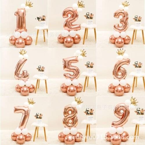 Rose Gold Number Foil Balloons Happy Birthday Balloons Baby Shower Kids Birthday Party Decorations Number Balloons